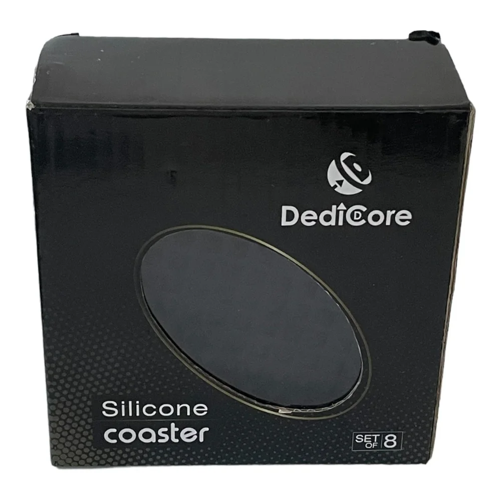 Silicone Coaster Set 7 Piece Black with Holder 4.5